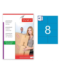 Premium Etiketten - Format 99,1 x 67,7 mm (25 Blatt, insgesamt 200 Etiketten) (blau, permanent haftend)