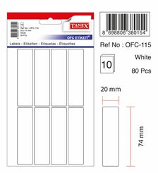TANEX OFC-115 Vielzweck Etiketten selbstklebend (20 x 74 mm) weiß