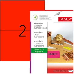 TANEX TW-2102 Fluoreszierende Versand- / Palettenetiketten selbstklebend 210 x 148,5 mm 25 Blatt A4 rot