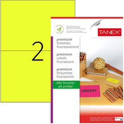 TANEX TW-2102 Fluoreszierende Versand- / Palettenetiketten selbstklebend 210 x 148,5 mm 25 Blatt A4 gelb