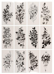 Große Rosen Tattoo Paket - temporäre Einmaltattoos (12 Stück)