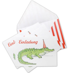 krima & isa Postkartenset - Party Krokodil (Set aus je 6 Einladungs-Postkarten und Briefumschlägen)