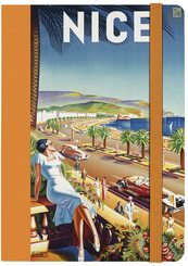 Notizbuch DIN A5 - Retro Design, Poster Nizza Promenade