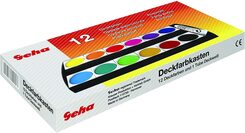 Geha Deckfarbkasten - Malkasten Wasserfarben mit 12 Farben und Deckweiss