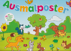 Ausmalposter Tiere - ab 4 Jahren, Gro&szlig;format mit bunten Stickern