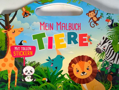 Malbuch mit Tragegriff und Stickern - Tiere