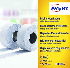 AVERY Zweckform PLP1226 Etikettenrolle (15.000 Stück, 1-zeilig, permanent haftend, 12 x 26 mm) 10 Rollen weiß