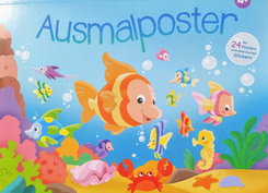 Ausmalposter Fische- ab 4 Jahren, Gro&szlig;format mit bunten Stickern