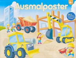 Ausmalposter Baustelle - ab 4 Jahren, Gro&szlig;format mit bunten Stickern