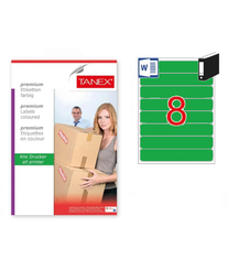Premium Etiketten - Format 192 mm x 34 mm (25 Blatt, insgesamt 200 Etiketten) (grün, permanent haftend)