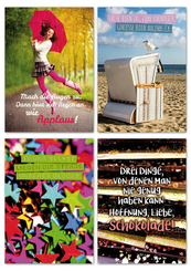 Postkarten / Grußkarten Set - Freude mit Sprüchen & Zitaten (20 Stück)