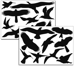 Kleine Vogelaufkleber, schwarz - Für Fenster, Dekoration und zum Vogelschutz (18 Stück)