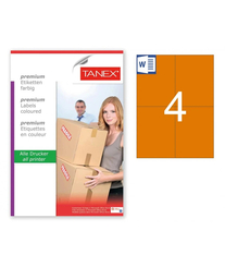 Premium Etiketten - Format 105 mm x 148,5 mm (25 Blatt, insgesamt 100 Etiketten) (orange, permanent haftend)
