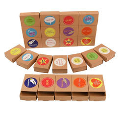 24 Streichholzschachteln / Mini-Geschenkschachteln aus Kraftpapier + 24 Sticker mit Sprüchen