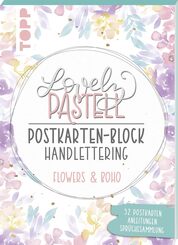 Lovely Pastell Handlettering - Postkartenblock Flowers & Boho (32 Postkarten)