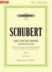 Deutsche Messe F-Dur D 872 f&uuml;r Chor und Orgel (Bl&auml;ser), Klavierauszug