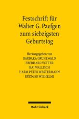 Festschrift f&uuml;r Walter G. Paefgen zum siebzigsten Geburtstag