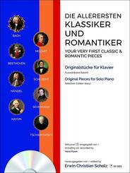 Die allerersten Klassiker und Romantiker, f&uuml;r Klavier, Auswahlband, m. Audio-CD - Bd.1
