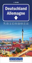 K&uuml;mmerly+Frey Strassenkarte Deutschland 1:750.000