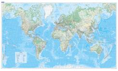 K&uuml;mmerly+Frey Welt- und Kontinentkarte Weltkarte physikalisch Poster 1:30 Mio.