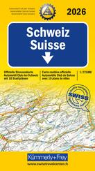 K&uuml;mmerly+Frey Strassenkarte ACS Schweiz 2026 1:275.000
