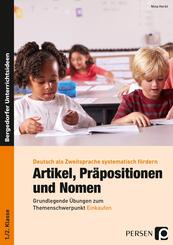 Artikel, Pr&auml;positionen und Nomen - Einkaufen 1./2. Klasse