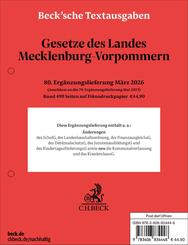 Gesetze des Landes Mecklenburg-Vorpommern 80. Erg&auml;nzungslieferung