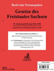 Gesetze des Freistaates Sachsen  87. Erg&auml;nzungslieferung