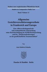 Allgemeine Gesichtsverschleierungsverbote in Frankreich und Europa.