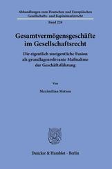 Gesamtverm&ouml;gensgesch&auml;fte im Gesellschaftsrecht.