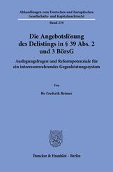 Die Angebotsl&ouml;sung des Delistings in &sect; 39 Abs. 2 und 3 B&ouml;rsG