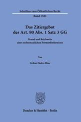 Das Zitiergebot des Art. 80 Abs. 1 Satz 3 GG