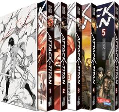 Attack on Titan, Bände 1-5 im Sammelschuber mit Extra - Bd.1-5