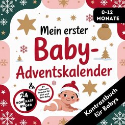 Adventskalender Baby - Kontrastbuch f&uuml;r Babys von 0-12 Monaten mit 24 weihnachtlichen Kontrastbildern