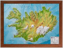 Island, Reliefkarte, Klein 1:500.000, m. Holzrahmen