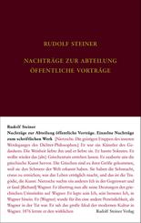 Nachtragsband zum Vortragswerk: &Ouml;ffentliche Vortr&auml;ge. Einzelne Nachtr&auml;ge zum schriftlichen Werk