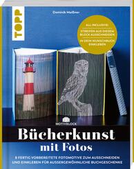 Motivblock - B&uuml;cherkunst mit Fotos. In Streifen geschnittene Fotos in ein Buch geklebt ergeben ein beeindruckendes Bild
