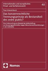 Das konzernrechtliche Trennungsprinzip als Bestandteil des ordre public?