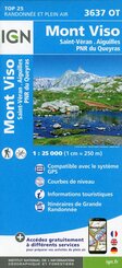 IGN Karte, Carte de randonnée (et plein air) Mont Viso. Saint -Véran.Aiguilles, Parc National du Queryras