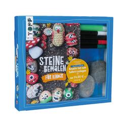 Kreativ-Set: Steine bemalen f&uuml;r Kinder mit Buch, Steine, Acrylstifte