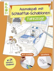 Ausmalspa&szlig; mit Schraffur-Schablonen Fahrzeuge
