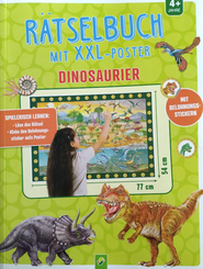 R&auml;tselbuch mit XXL-Poster Dinosaurier - R&auml;tseln & Stickern (Einband gerissen)