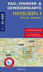 Rad-, Wander- und Gew&auml;sserkarte Havelseen 3: Werder, Potsdam