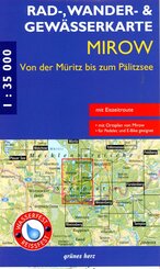 Rad-, Wander- und Gewässerkarte Mirow - von der Müritz zum Pälitzsee mit Eiszeitroute