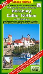Radwander- und Wanderkarte Naturpark Unteres Saaletal, Bernburg, Calbe, K&ouml;then und Umgebung