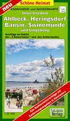 Radwander- und Wanderkarte Insel Usedom. Ahlbeck, Heringsdorf, Bansin, Swinem&uuml;nde und Umgebung