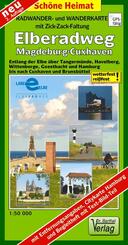 Radwander- und Wanderkarte mit Zick Zack Faltung Elberadweg, Magdeburg-Cuxhaven
