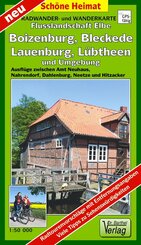 Radwander- und Wanderkarte Flusslandschaft Elbe, Boizenburg/Elbe, Bleckede, Dahlenburg und Umgebung