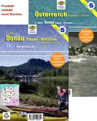 J&uuml;bermann Wassersport-Wanderkarte &Ouml;sterreich / Donau, Passau - Bratislava, 2 Bl.