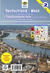 Wassersport-Wanderkarte / Deutschland-West mit Gew&auml;sserkarte Ruhr